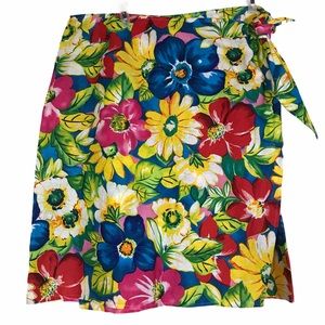 Vintage VITTADINI SPORT Bright Floral Wrap Skirt 14 NWT